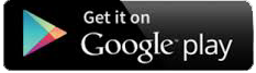 Black rectangular button with the text "Get it on Google Play" on the right side. A triangular, colorful Google Play logo appears on the left side. The text and logo are on a shiny background.